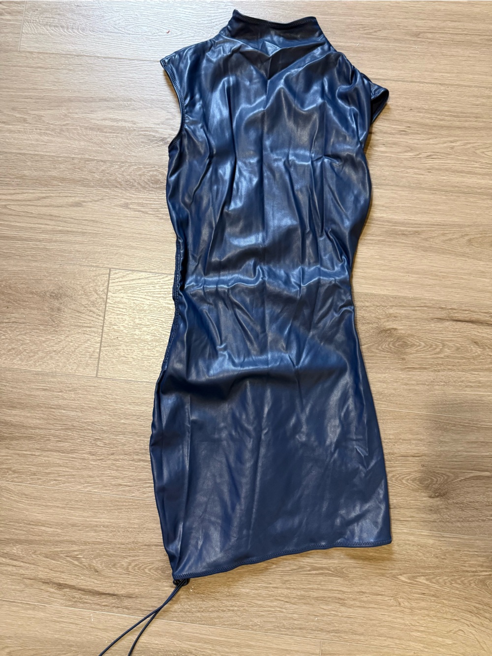 Sleek Navy Mini Dress with Mock Neck